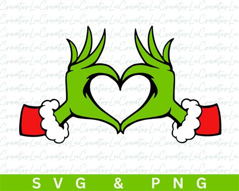 Grinch Heart Hands Dr. Seuss Christmas SVG & PNG Digital - Etsy Canada