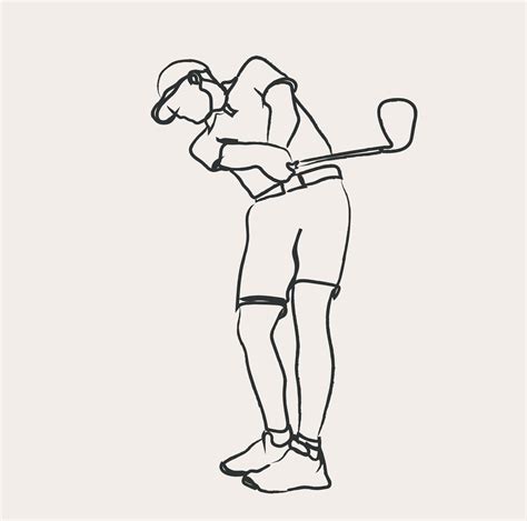 Minimalist Golf line art, Extreme Sport, Golfer Athlete, Simple Sketch, Outline Drawing, Vector ...