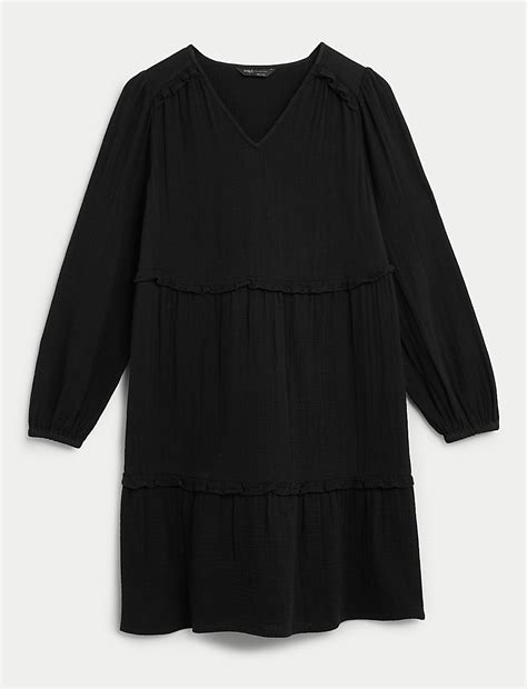 Buy Pure Cotton Ruffle Mini Tiered Dress at Marks & Spencer