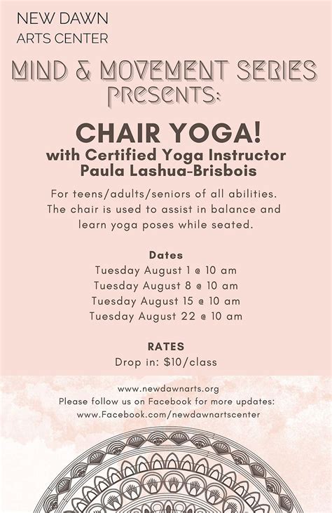 Mind & Movement Series presents: Chair Yoga!, New Dawn Arts Center ...