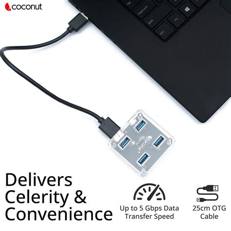 UH17 Neptune 4 Port USB 3.1 Hub, Transparent Design