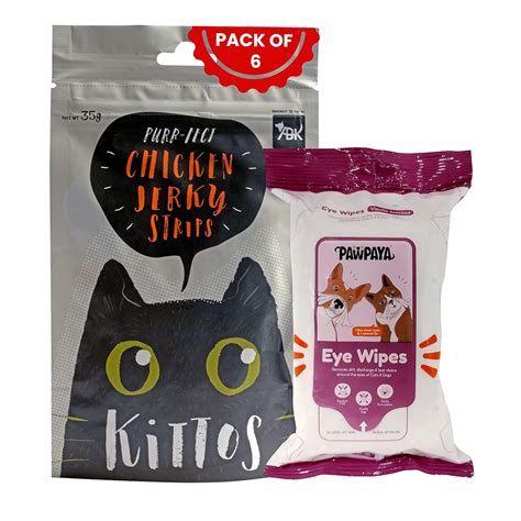 Combo of Pawpaya Eyes Wipes for Cats, Paraben Free- 25 Wipes and 6 Pack ...