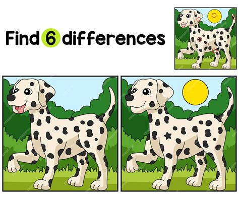 Premium Vector | Find or spot the differences on this Dalmatian kids ...