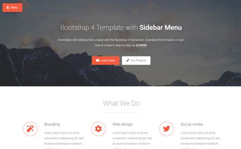 Bootstrap 4 Sidebar Menu: Tutorial + Free Template | AZMIND