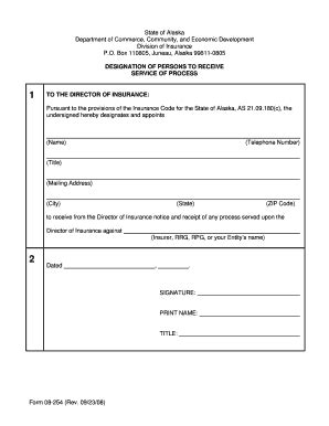 Designation Of Persons To Receive Service Of Process -Form 08-254 ...