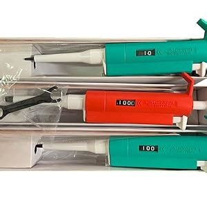 BEXCO Variable volume MicroPipette Kit: 3 pipettes (0.5-10ul; 10-100ul ...