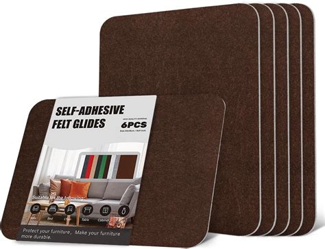 Rierdge 16 Pcs 3"/75mm Square Felt Furniture Pads Self Adhesive ...