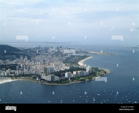 North Rio de Janeiro view of harbour and yachts from helicopter Stock ...