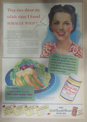 Kraft Foods Ad: Miracle Whip Salad Dressing from 1940's Size: 11 x 15 ...