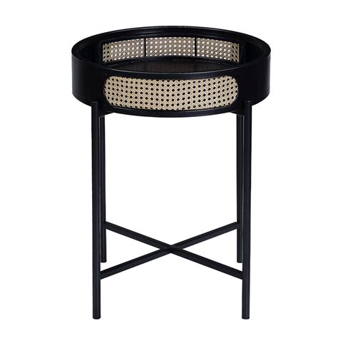 Latitude Run® Open - Topped Black Round End Table With Metal Legs ...