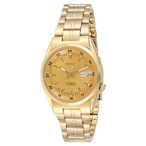 Buy Seiko Men's Gold Dial Stainless Steel Band Watch - SNK574J1 ...