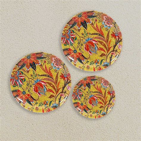 Mustard Floral Ceramic Wall Plate - INARA HOME DECOR