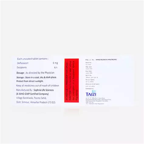 Defcoz-6 Deflazacort Tablets, Treat Duchenne muscular dystrophy (DMD)
