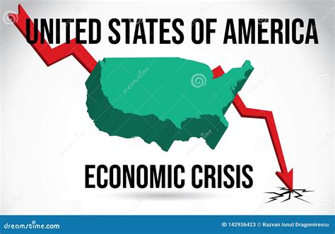 United States of America Map Financial Crisis Economic Collapse Market ...