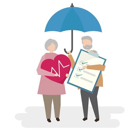 Illustration of seniors with life insurance | Free Vector
