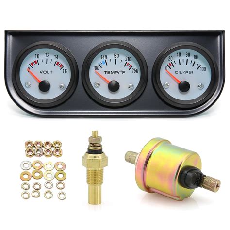 ARTILAURA 52mm Triple Car Auto Gauge Kit (Volt Meter+Water Temp+Oil ...