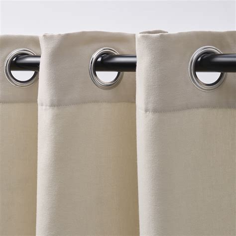 GINSTMOTT curtains, 1 pair, beige/with eyelets, 145x250 cm (57x98") - IKEA