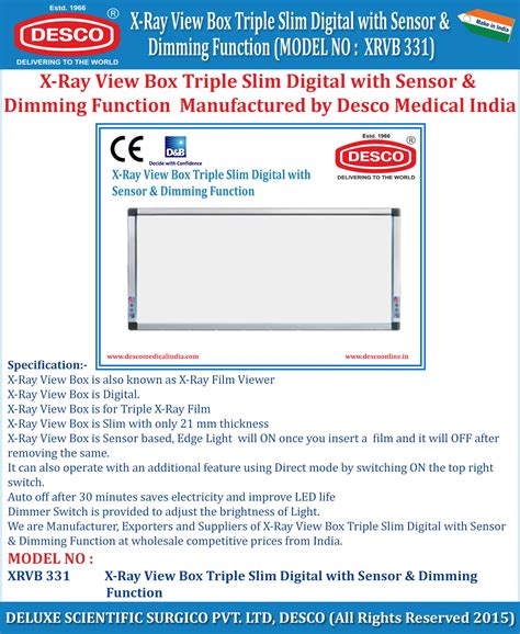 X-Ray View Box Triple Slim Digital with Sensor Dimming Function | Desco