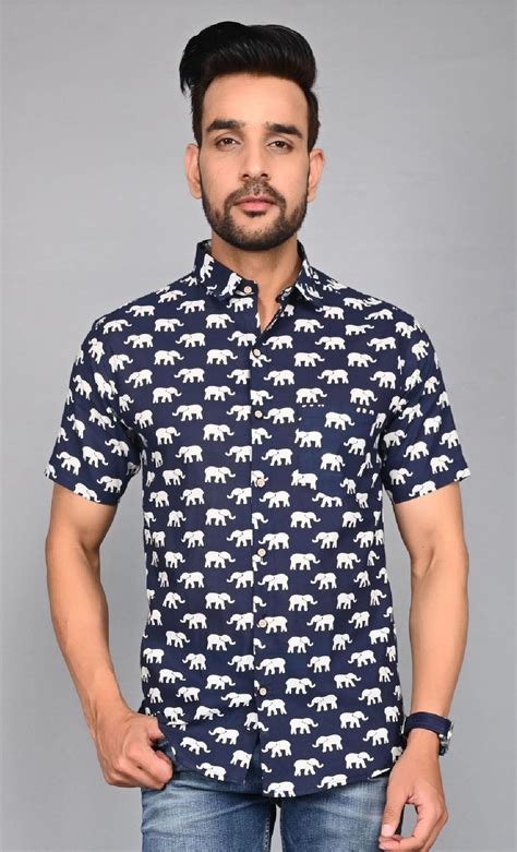 Men's Printed Elephant Half-Sleeves shirts – Mrhumans