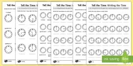 Year 2 Telling the Time Differentiated Worksheets