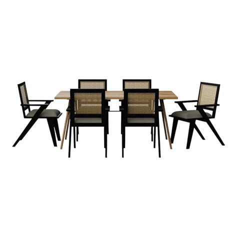 Buy Ekanta 6 Seater Dining Table Set With Rattan Chairs | Nismaaya Decor