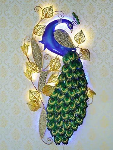 TheUnique Green & Gold-Toned Handcrafted Colourful Peacock with LED ...