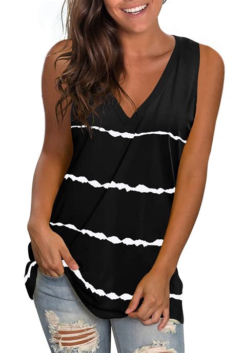 Fantaslook Womens Tank Tops Summer V Neck T Shirts Sleeveless Tops Side ...