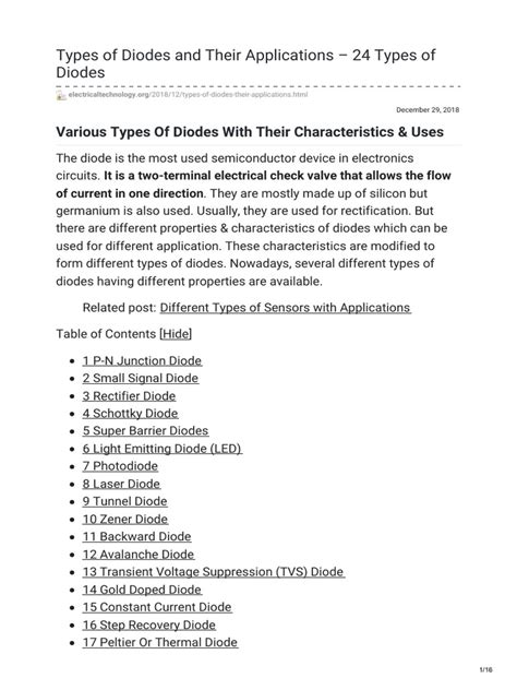 Types of Diodes and Their Applications 24 Types of Diodes | PDF | Diode ...