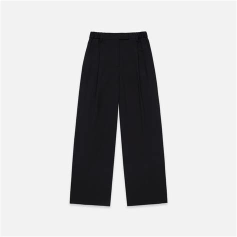 WE-AR4 Women's Black & Navy Wide-Leg Pleated Pants | Ecolife