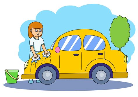 Clipart of a Girl Washing Here Car | Car cleaning, Clip art, Car animation