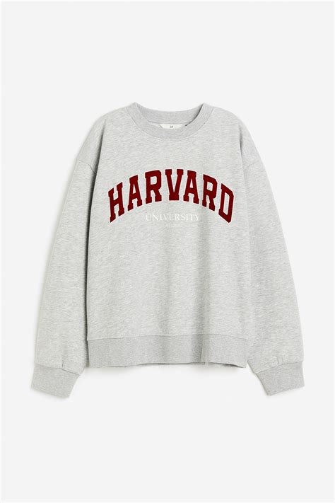 Motif-detail sweatshirt - Grey marl/Harvard University - Ladies | H&M IE