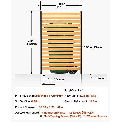 Expandable Wooden Privacy Fence Panel for Backyard, AC Units and Trash ...