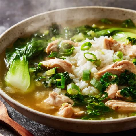 Ginger Chicken and Rice Soup with Bok Choy Recipe