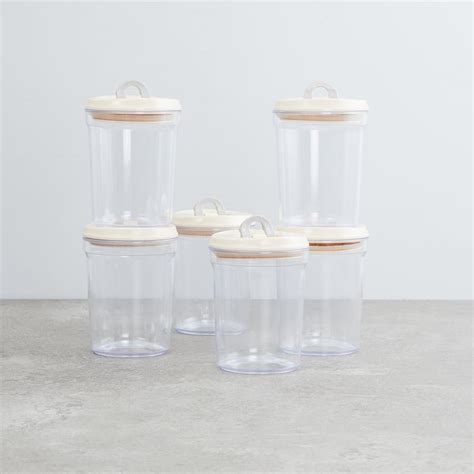 Buy Siattle White Solid Airtight Acrylic Storage Jars - 1000ml - Set Of ...