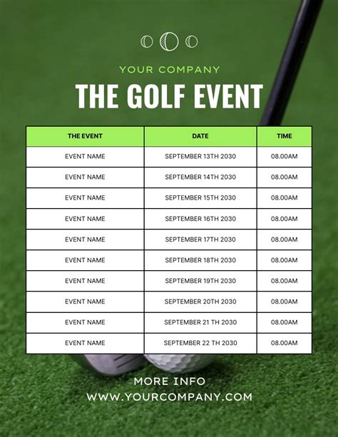 Golf Schedule 的图像结果