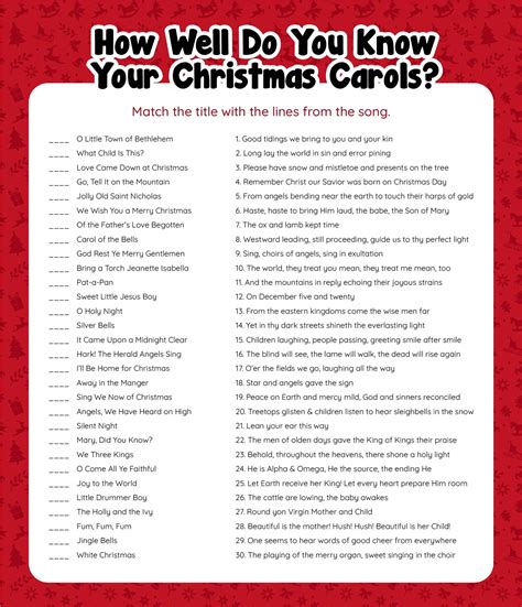 How Well Do You Know Your Christmas Carols Trivia Printable | Christmas song trivia, Christmas ...