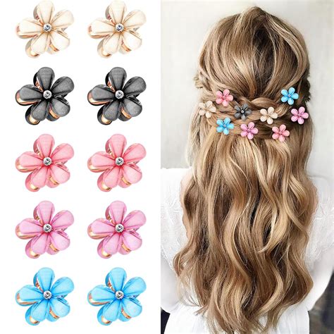 Amazon.com : Paderison 10Pcs Flower Hair Clips for Girls Small Hair ...