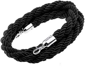 5 Feet (1.5 Meter) Black Queue Barrier Twist Rope, New Queue Divider ...