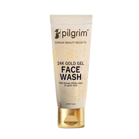 Buy Pilgrim 24k Gold Gel Facewash with Korean White Lotus & Lactic 80ml | Face wash for glowing ...