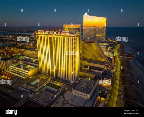 Hard Rock Hotel, Showboat and Ocean Casino Resort at Boardwalk at night ...