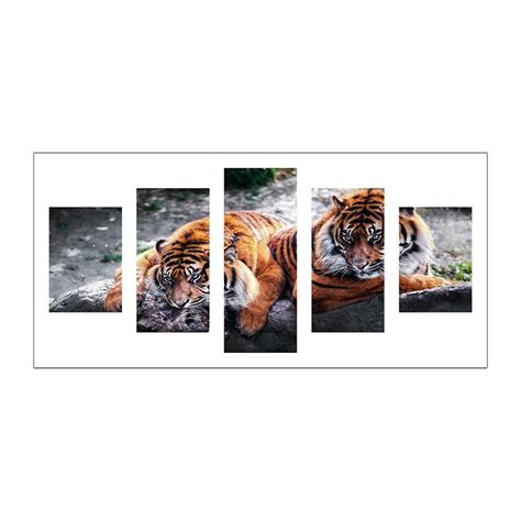 2 Tigers 5D DIY Full Drill Diamond Painting 5-Pictures Combination Kits ...