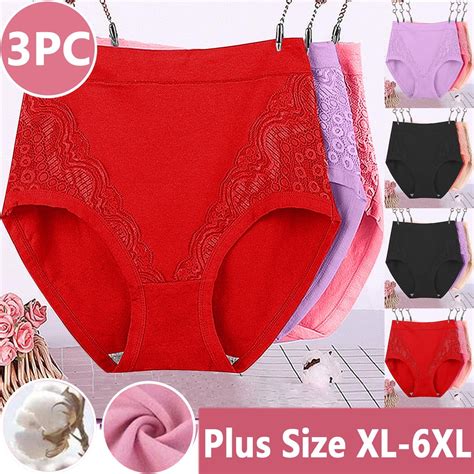 CFLVAEK 3 Piece Leak Proof Underwear Briefs for Women Plus Size High ...
