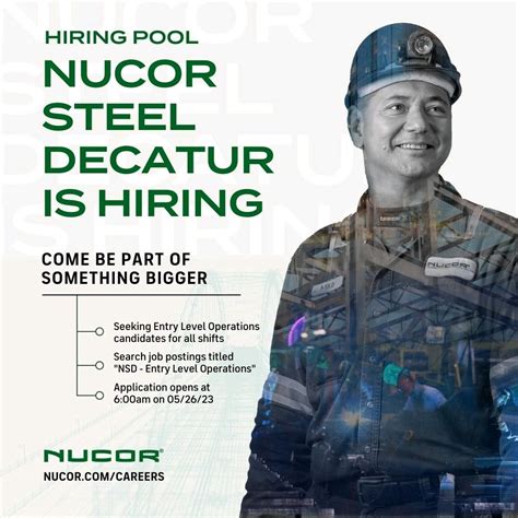Entry Level Operations Hiring Pool at Nucor Corporation Decatur, AL ...
