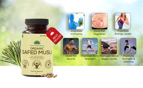 Buy SAPTAMVEDA Natural Safed Musli Veg Capsules, 500 MG Each with ...