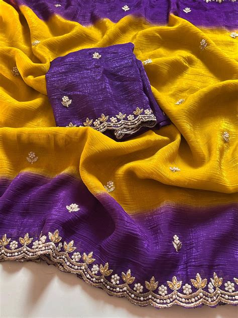 New Partywear Satin Chiffon Embroidery n Diamond Work Fancy Designer S ...