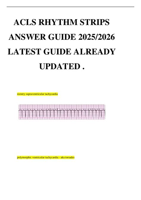 ACLS RHYTHM STRIPS ANSWER GUIDE 2025/2026 LATEST GUIDE ALREADY UPDATED ...