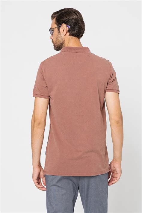 Only & Sons, Tricou polo slim fit din material pique Travis, Rosu stins ...