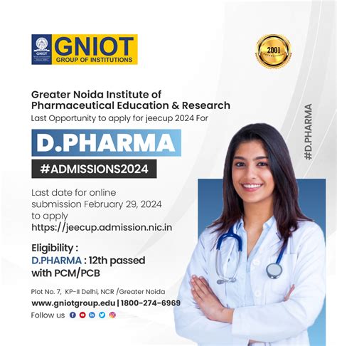 D.Pharma Program Admission Open - Secure Your Spot Now | GNIOT Campus ...