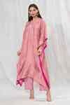 Buy Pink Silk Embroidery Keyhole Neck Floral Butti Kaftan With Pant For ...