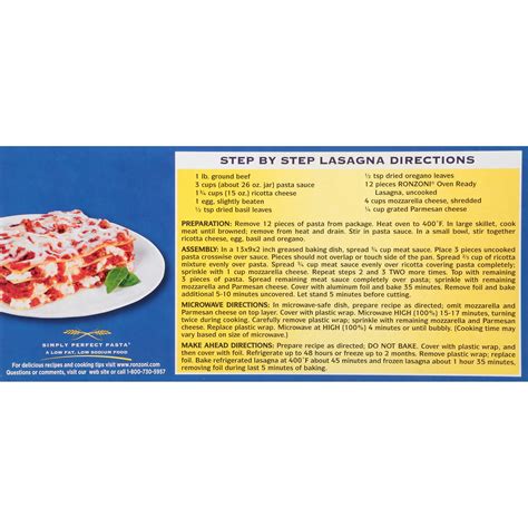 Ronzoni Lasagna Recipe On Back Of Box - Home Alqu